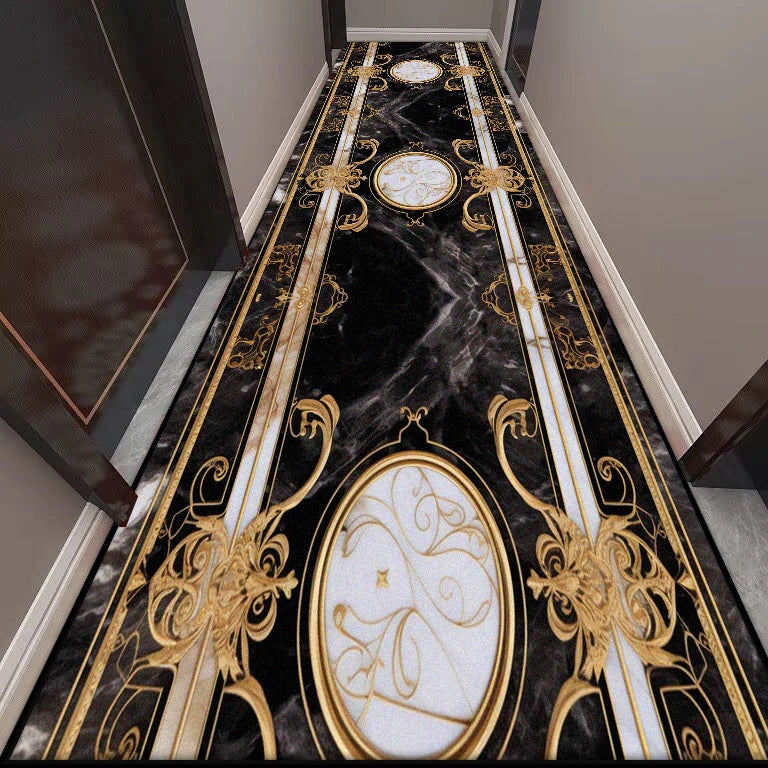 Golden Long Corridor Carpet Luxury European Decoration Hallway
