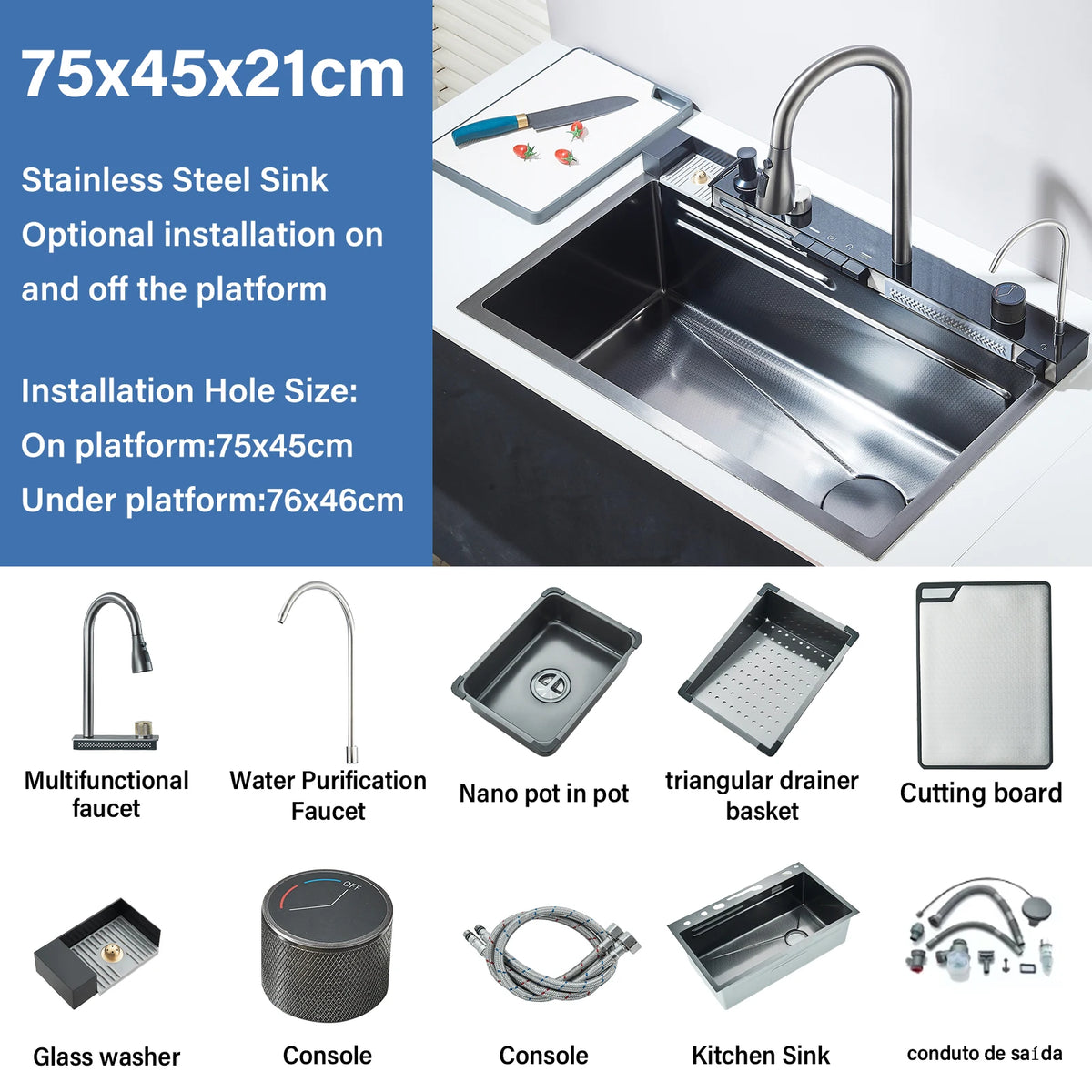 Multi Functional Digital Flying Rain Faucet White Double