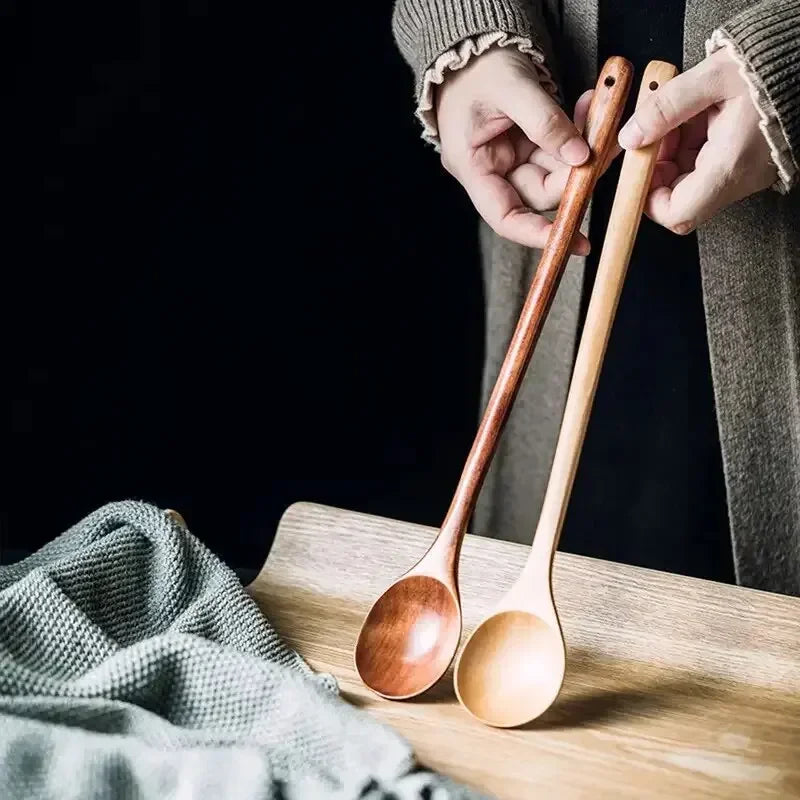 Long Wooden Teaspoons Cooking Utensils Soup Tea Honey