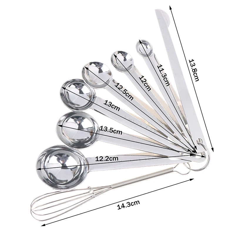 4/6/8pcs Stainless Steel Measuring Spoon Integrated Scale