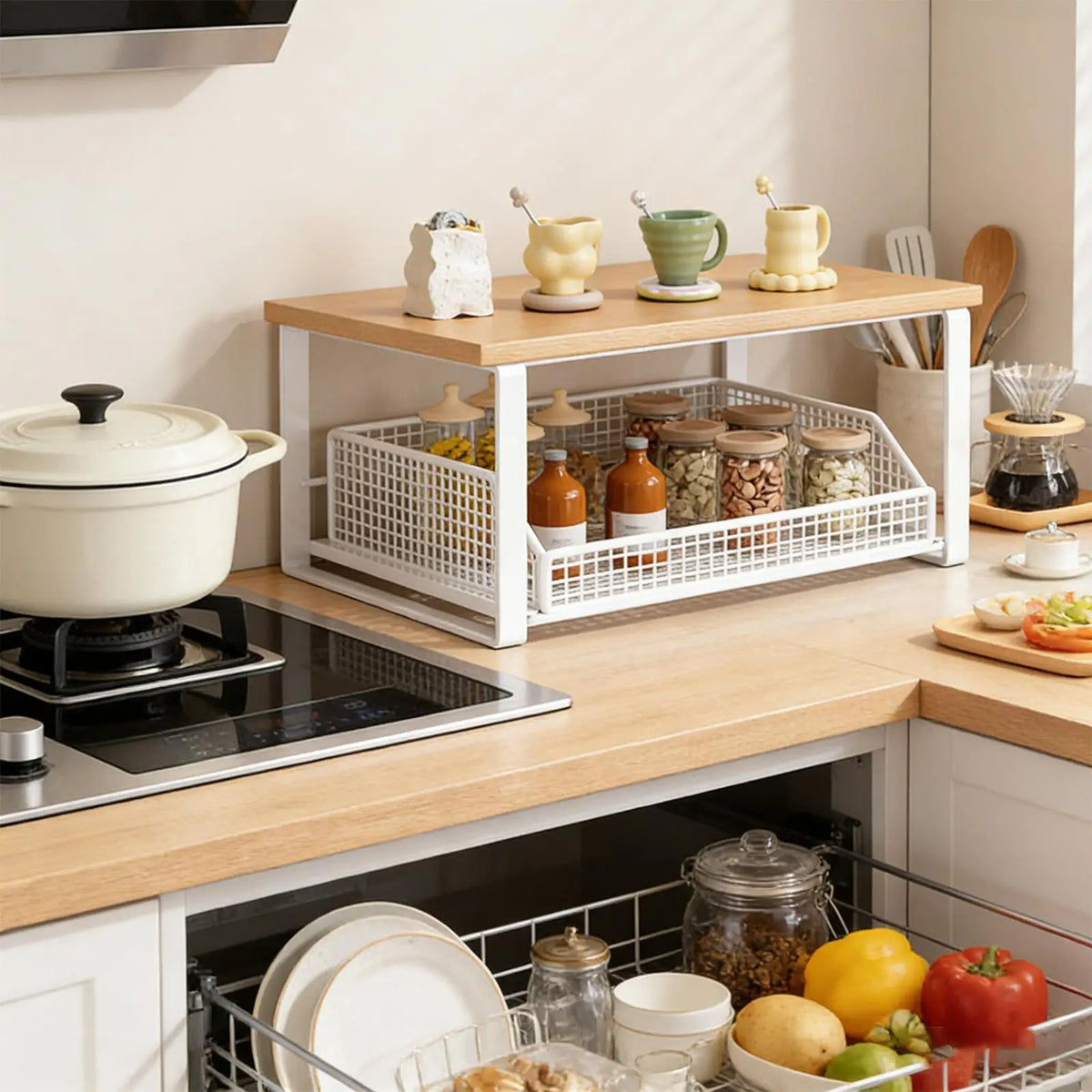 Desktop Storage Rack Double Layer Organization Shelf Counter