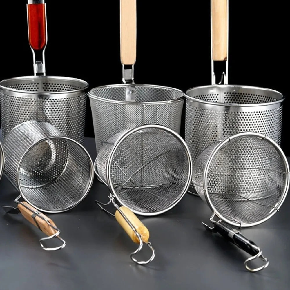 Durable Thickened Stainless Steel Funnel Wooden Handle Pasta