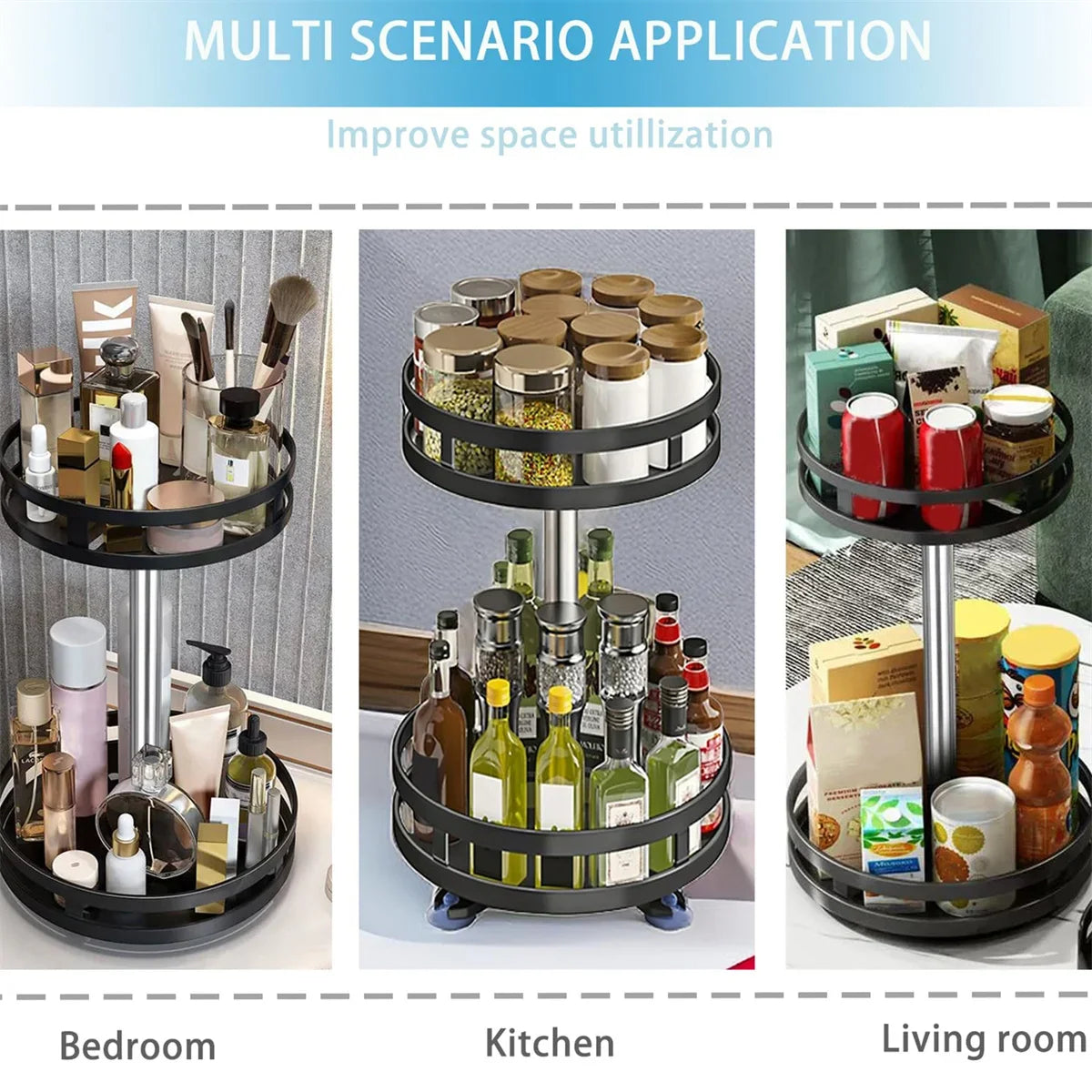 360 Rotatable Spice Storage Turntable Organizer Rack Seasoning