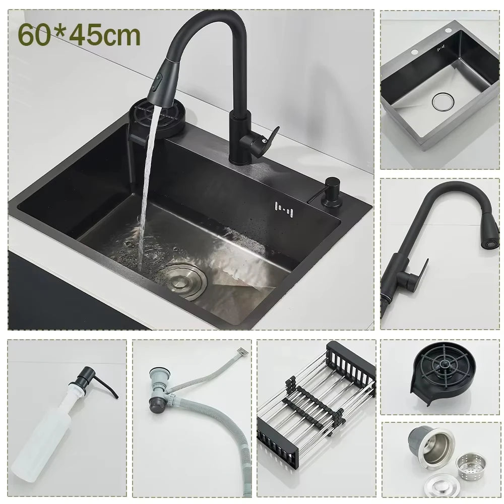 Stainless Steel Sink Large Integrated Faucet Sink Dish