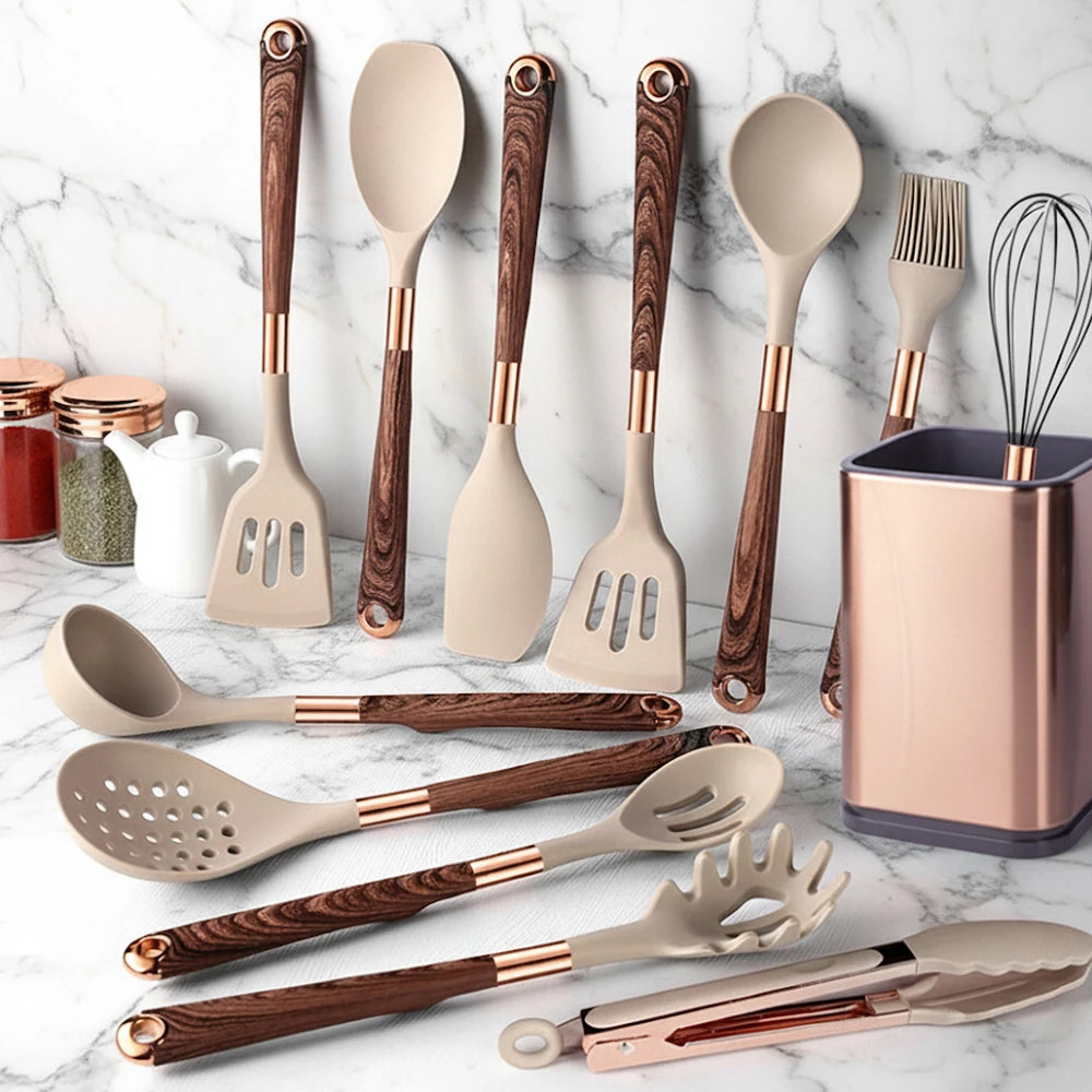 Silicone Cooking Utensils Non-Scratch Non-Stick Heat Resistant