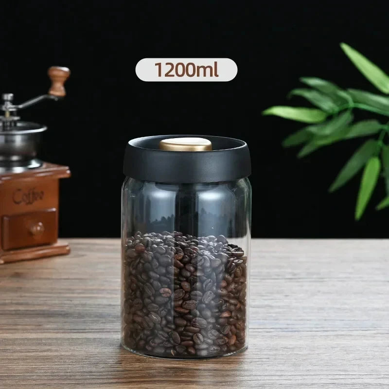 Coffee Beans Vacuum Sealed Jar Transparent Glass Food