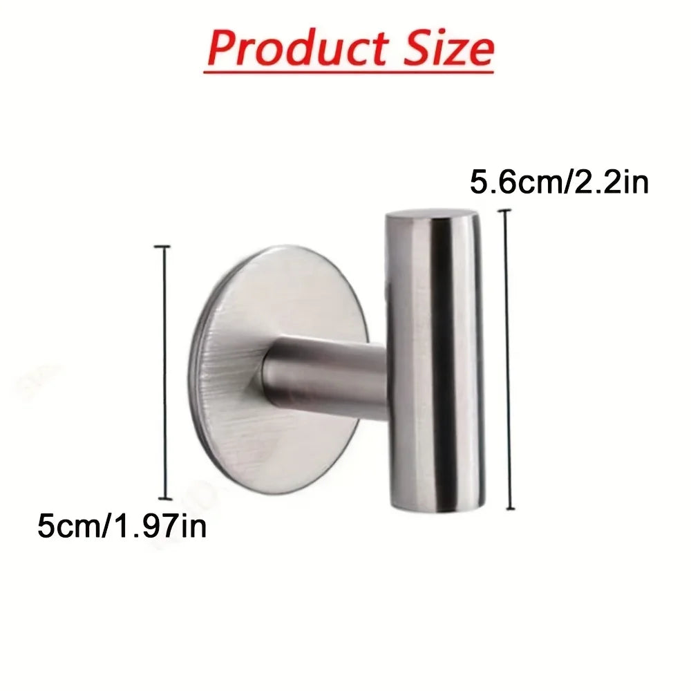1pc No Punching Self-Adhesive Hook Stainless Steel Bathroom