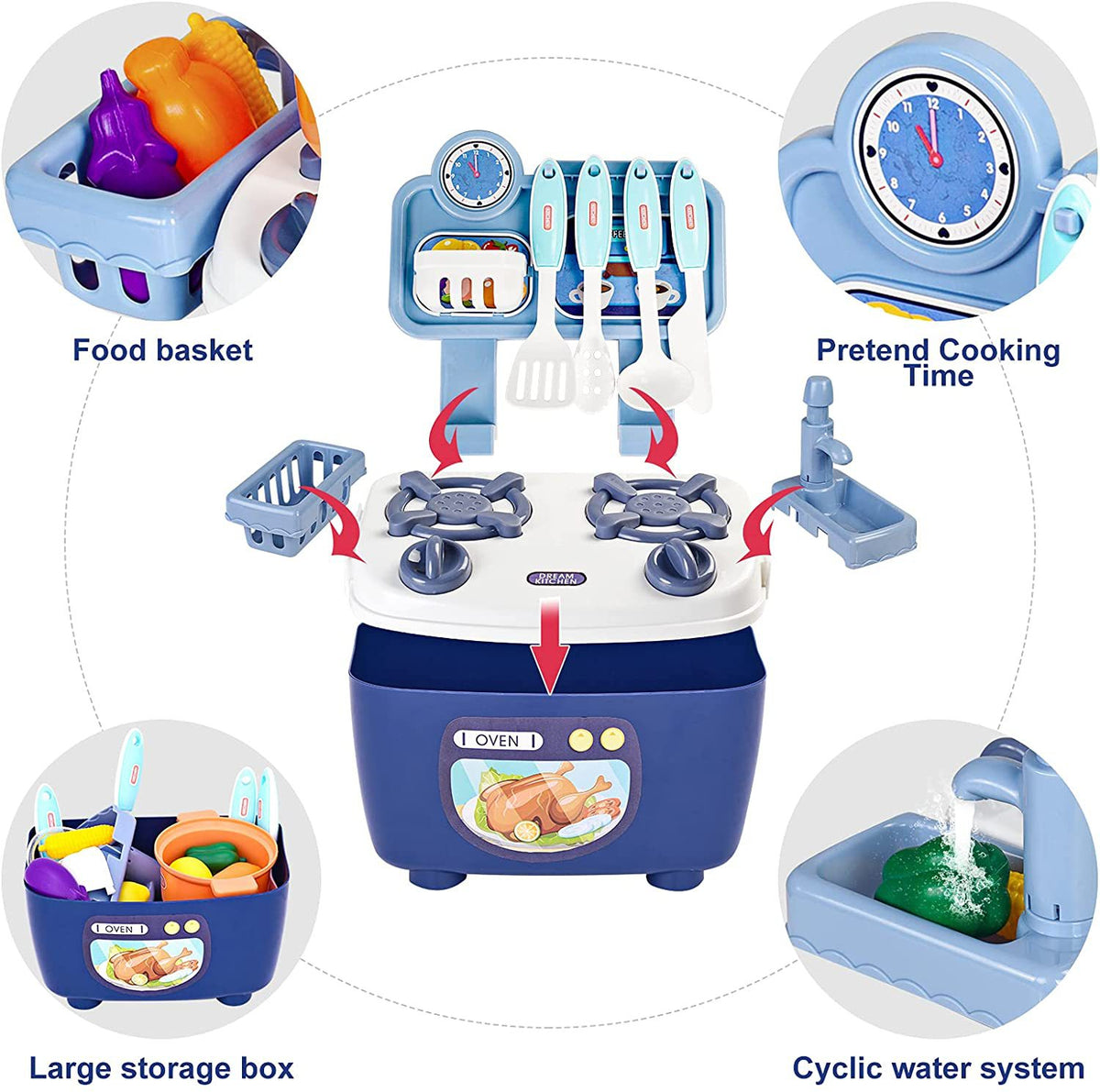 Toys Imitated Chef Light Music Pretend Cooking Food