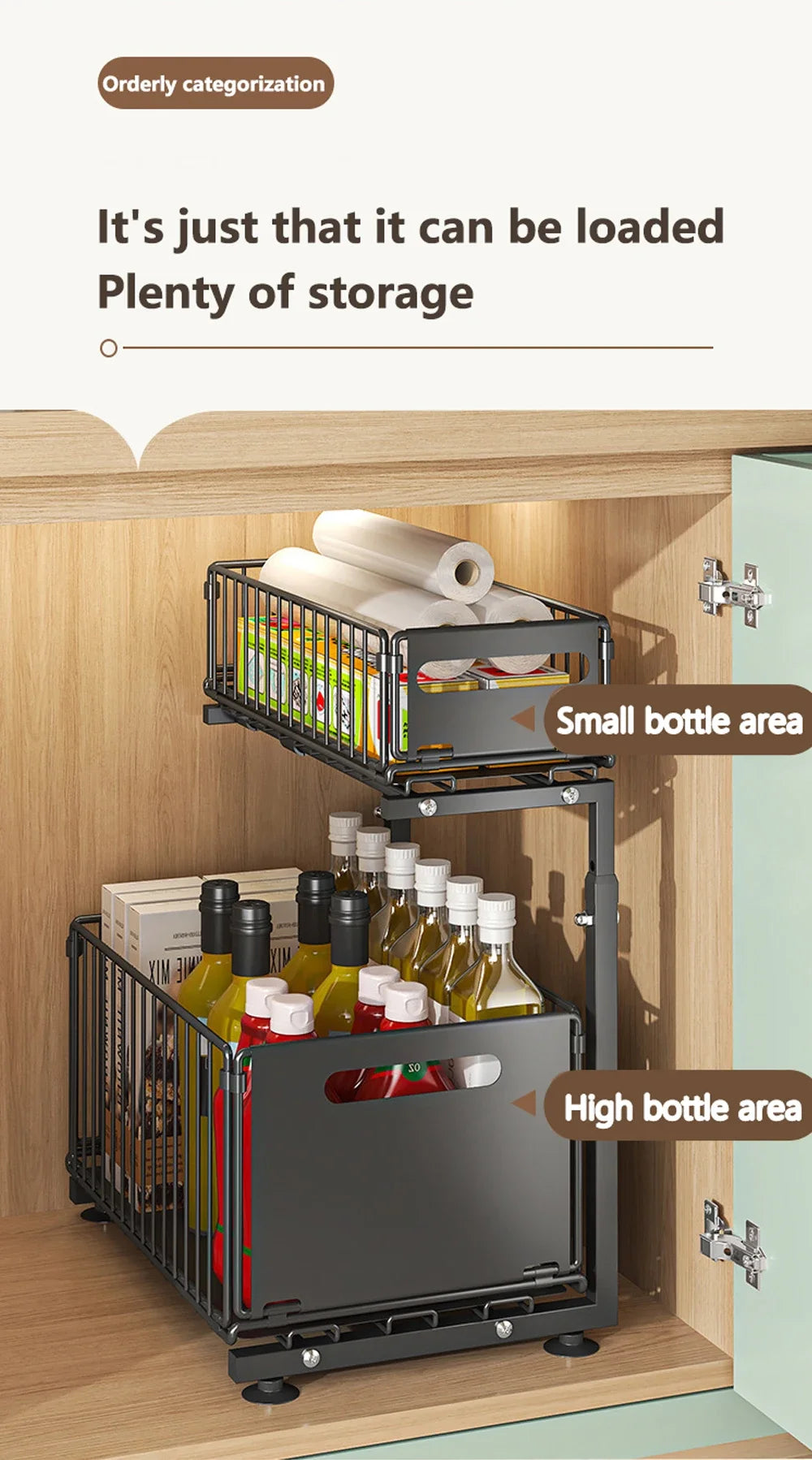 Tier Adjustable Pull Out Under Sink Organizer Slide