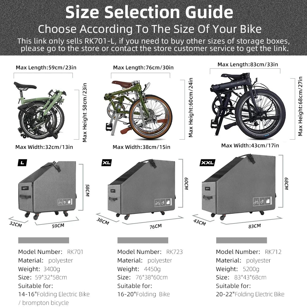 Rhinowalk Folding Bike Storage Box Quick Release Wheel