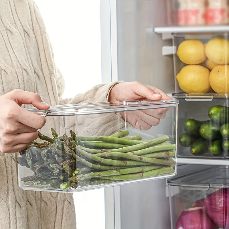 Fridge Organizer Stackable Refrigerator Organizer Bins Lids Clear