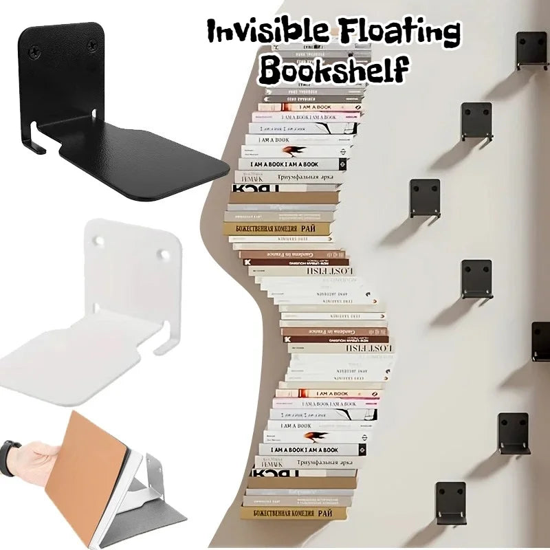 2pcs Invisible Floating Bookshelf Hidden Bookshelf Wall-Mounted