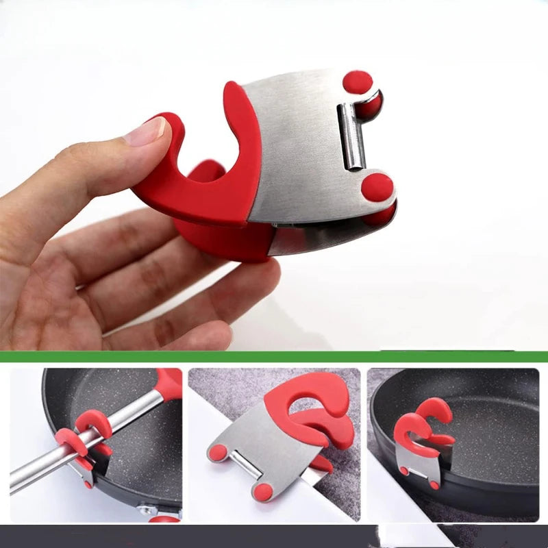 Anti-Scald Silicone Grip Pot Clip Holder Spoon Stainless
