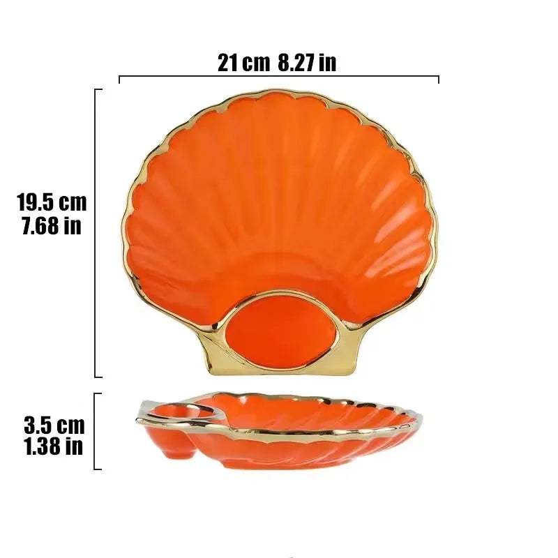 Inch Dark Green Shell Dinner Plate Under-Glazed Ceramic