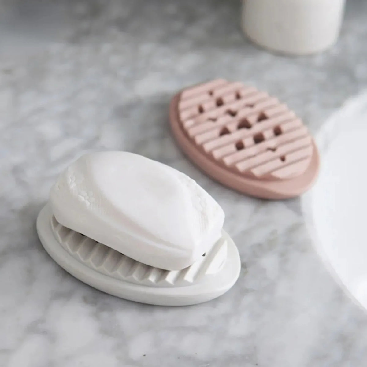 Oval Silicone Soap Dish Self Draining Bathroom Storage