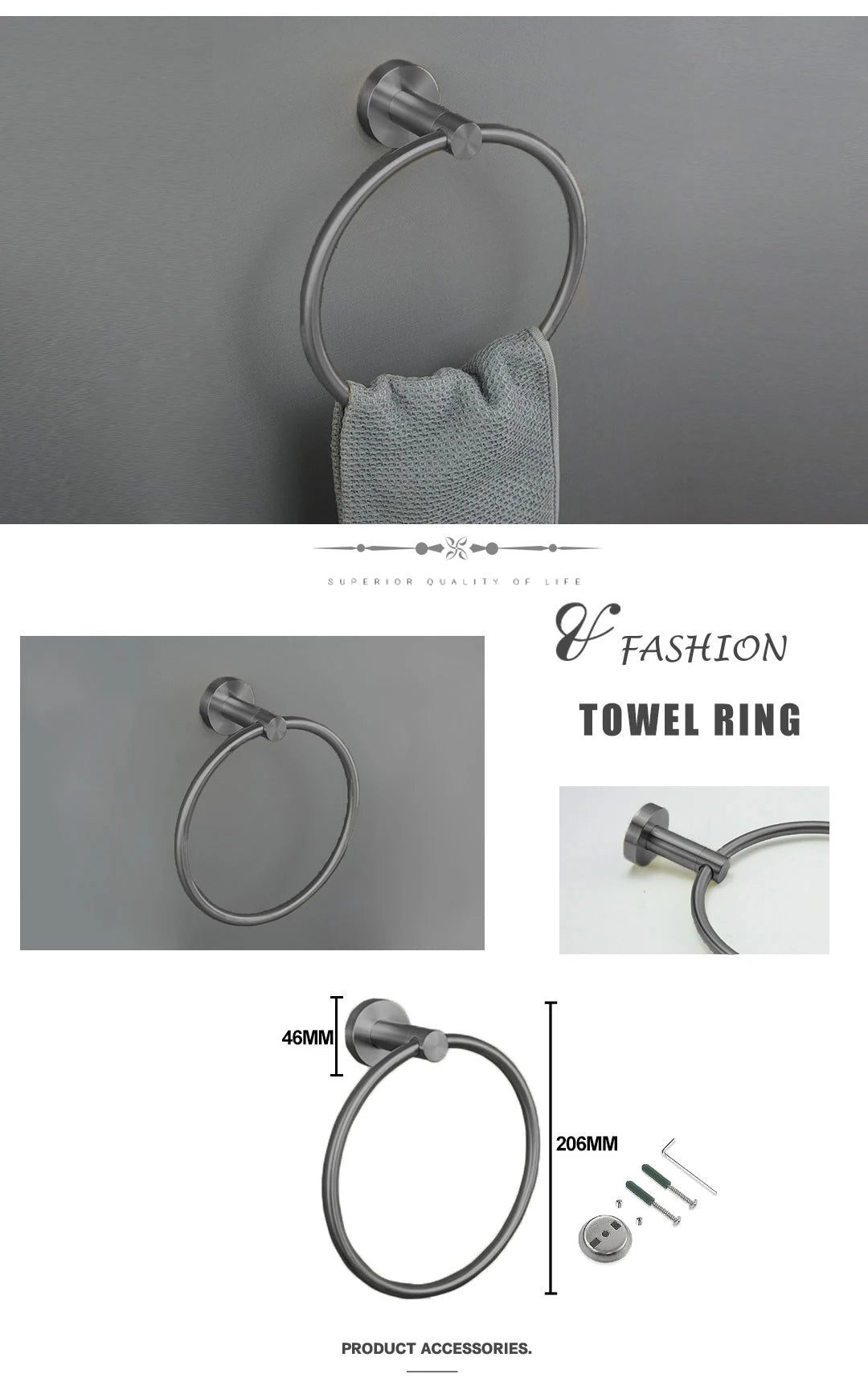 Gray Bathroom Hardware Cup Rack Towel Rack Toilet