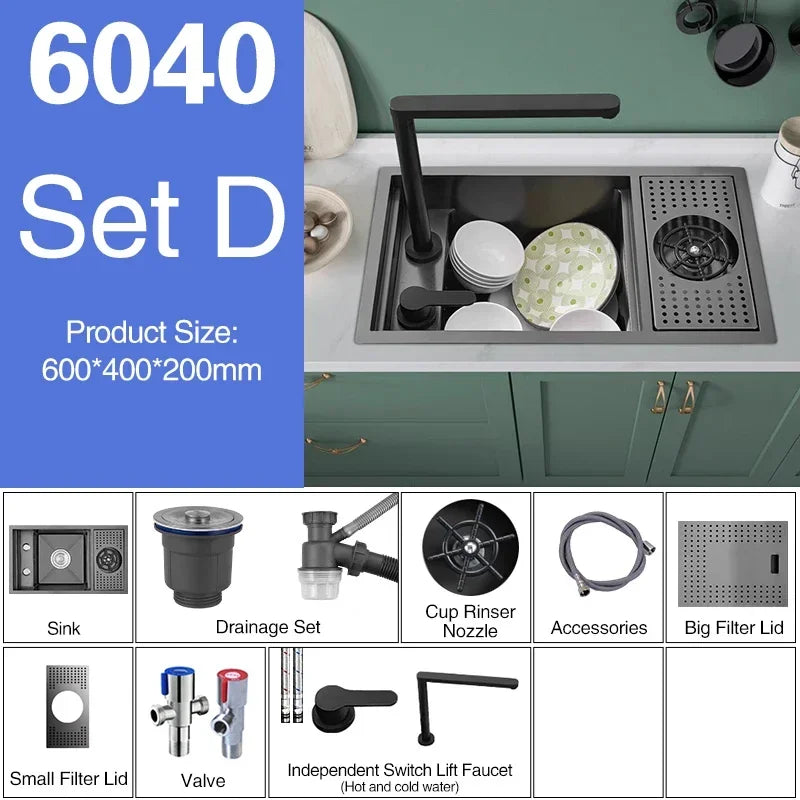 Asras Nano Black Small Size Sink Cup Washer