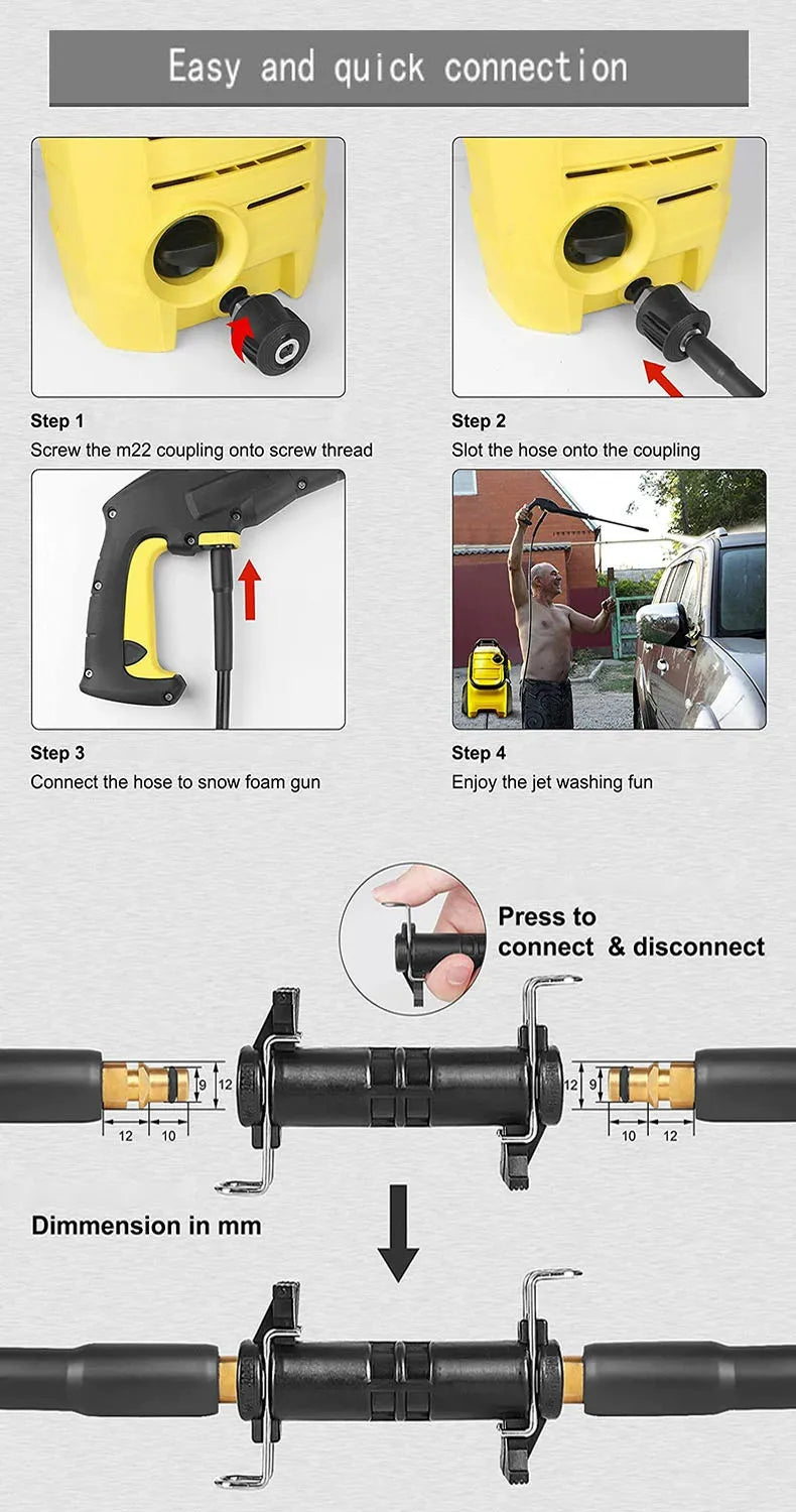High Pressure Washer Hose Pipe Cord Car Water
