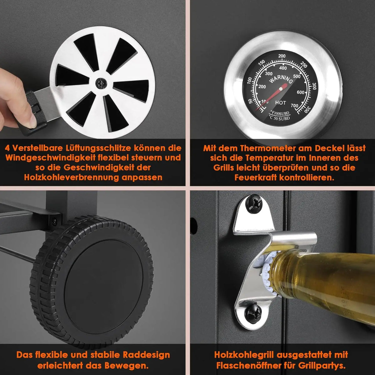 10 People Bbq Camping Charcoal Barbecue Stove Wheels
