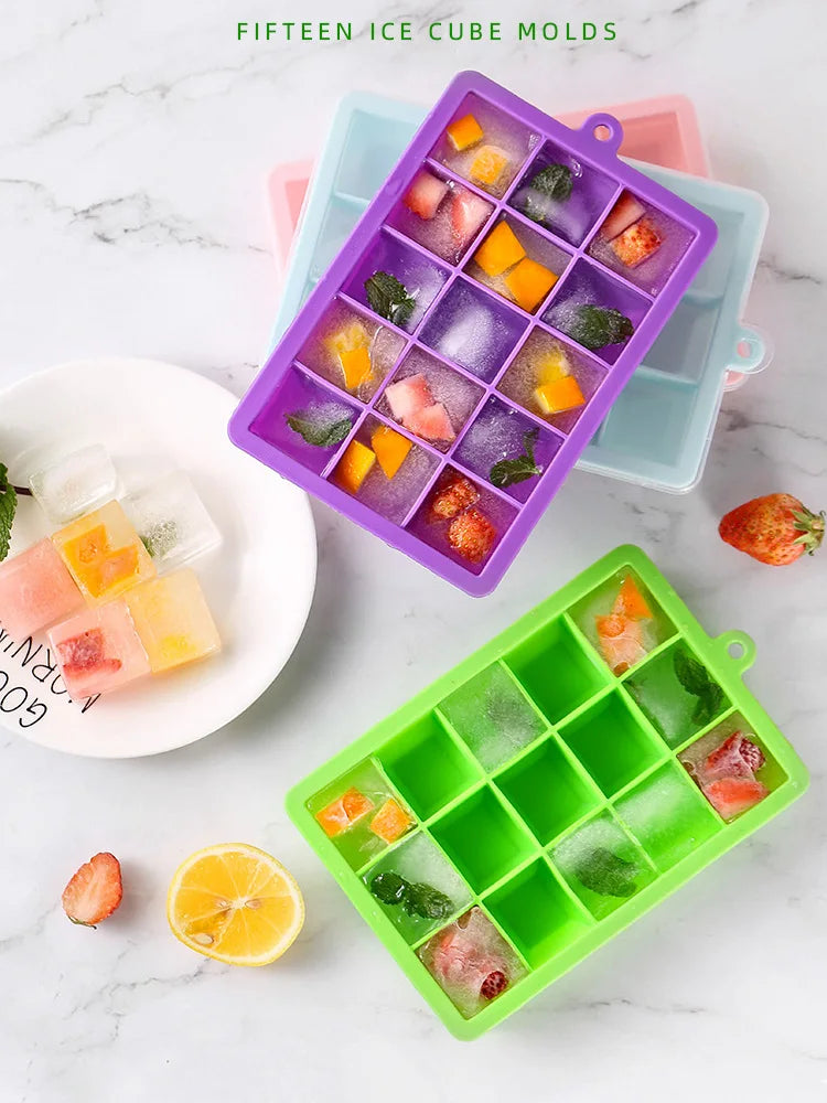 15 Grid Ice Tray Mold Box Silicone Ice