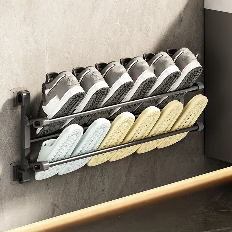 Wall Mounted Shoe Rack Punch Slipper Rack Bathroom