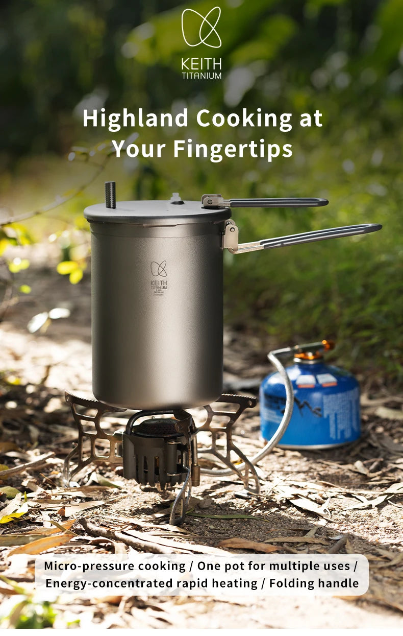 Keith Pure Titanium Outdoor Pressure Cooker Pot -