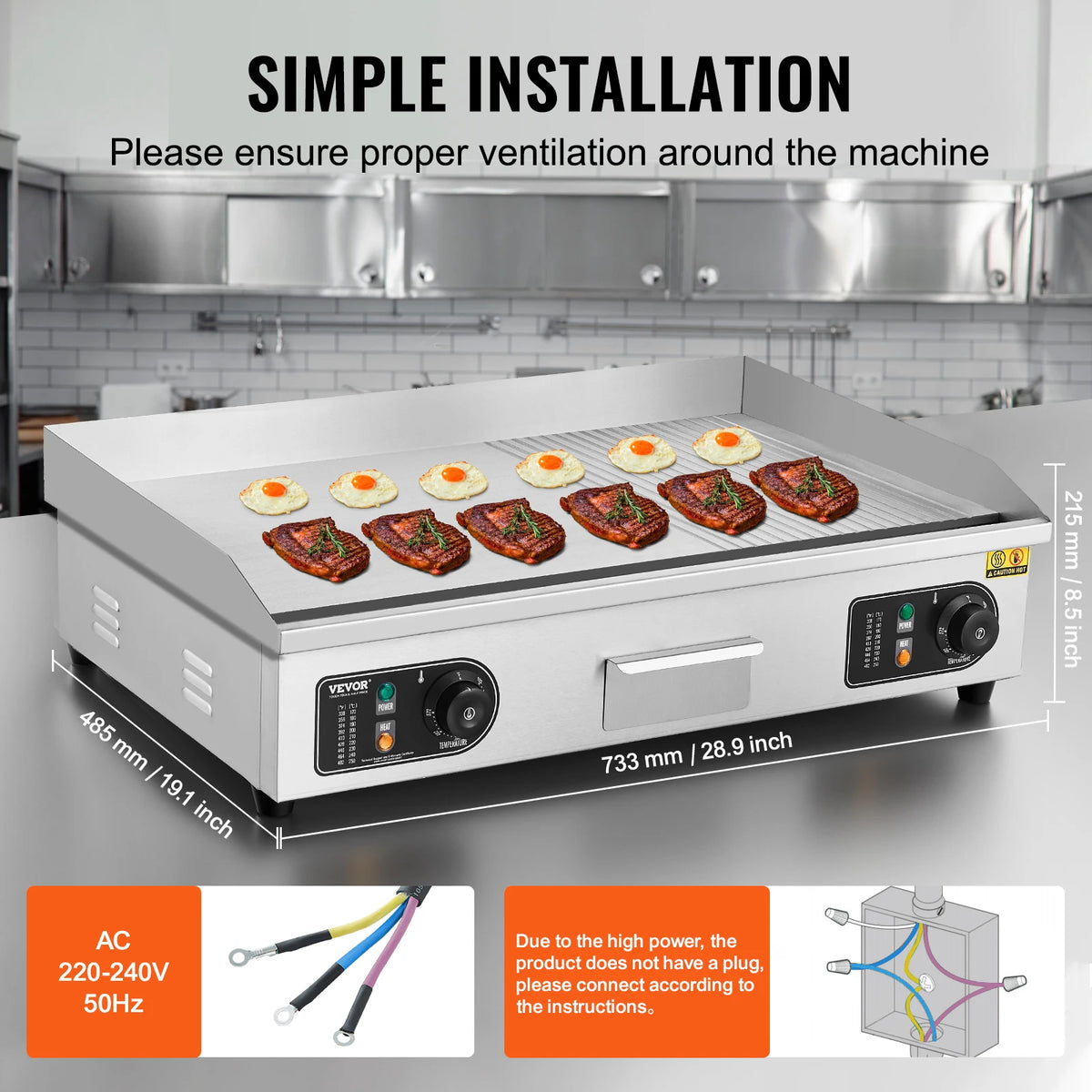 Succebuy 22/30 Inch Commercial Electric Griddle Countertop