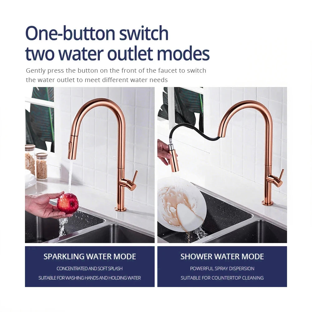 Brushed Rose Gold Faucet Pull Down Sprayer Handle