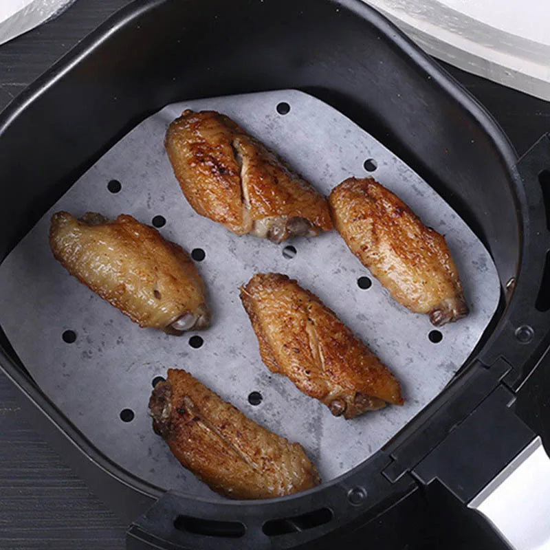 100pcs Air Fryer Liner Non-Stick Steamer Pad Baking