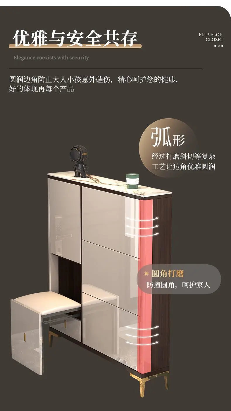 Luxury Ultra-Thin Shoe Cabinet Organizer Storage Living Room
