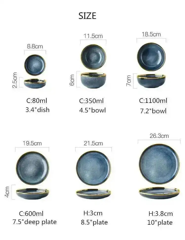 1pcs Ceramic Dishes Steak Dessert Dinner Plate Gradient