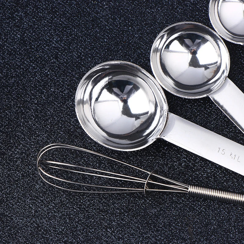 4/6/8pcs Stainless Steel Measuring Spoon Integrated Scale