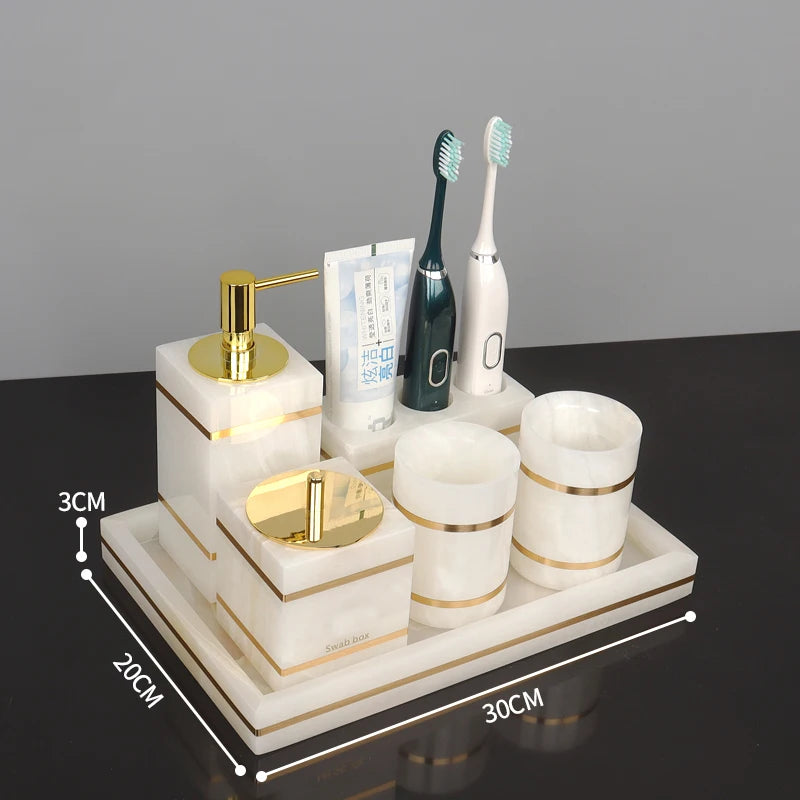 White Onyx Natural Marble Bathroom Gold Luxury Soap