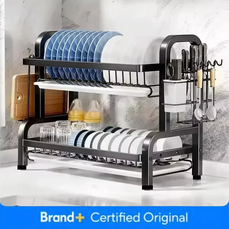 Tier Stainless Steel Dish Drainer Utensil Holder Compact