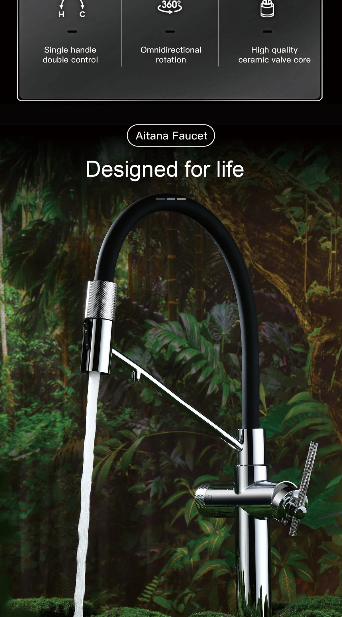 Aitana Brushed Rose Gold Pull-Out Faucet Luxury Drinking