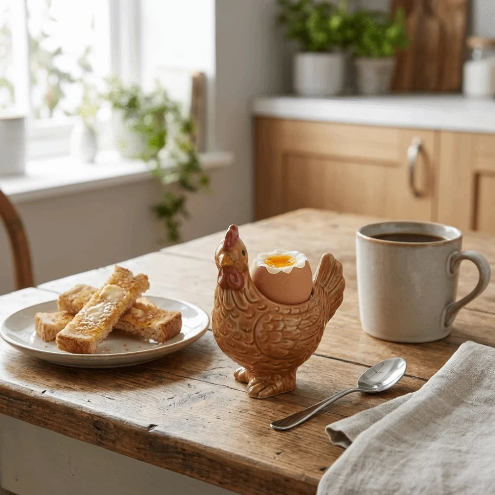 Unique Chicken Shape Ceramic Egg Cup Cartoon Decorative
