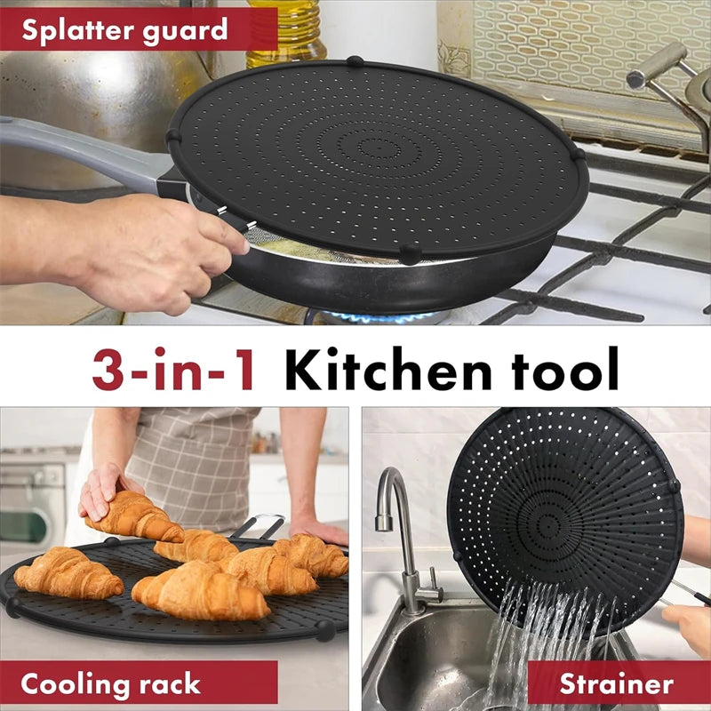 Silicone Splatter Screen Frying Pan 13inch Grease Splatter
