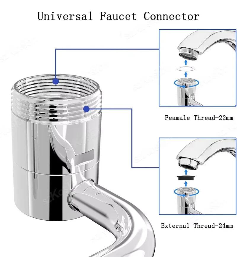 1pc 1080 Swivel Stainless Steel Faucet Extender Universal
