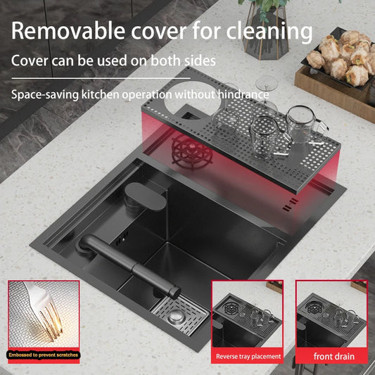 Hidden Sink Stainless Steel Bar Sinks Apartment Embossed