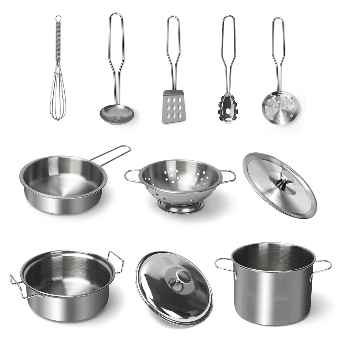 Stainless Steel Kids Toy Real Metal Cooking Utensils