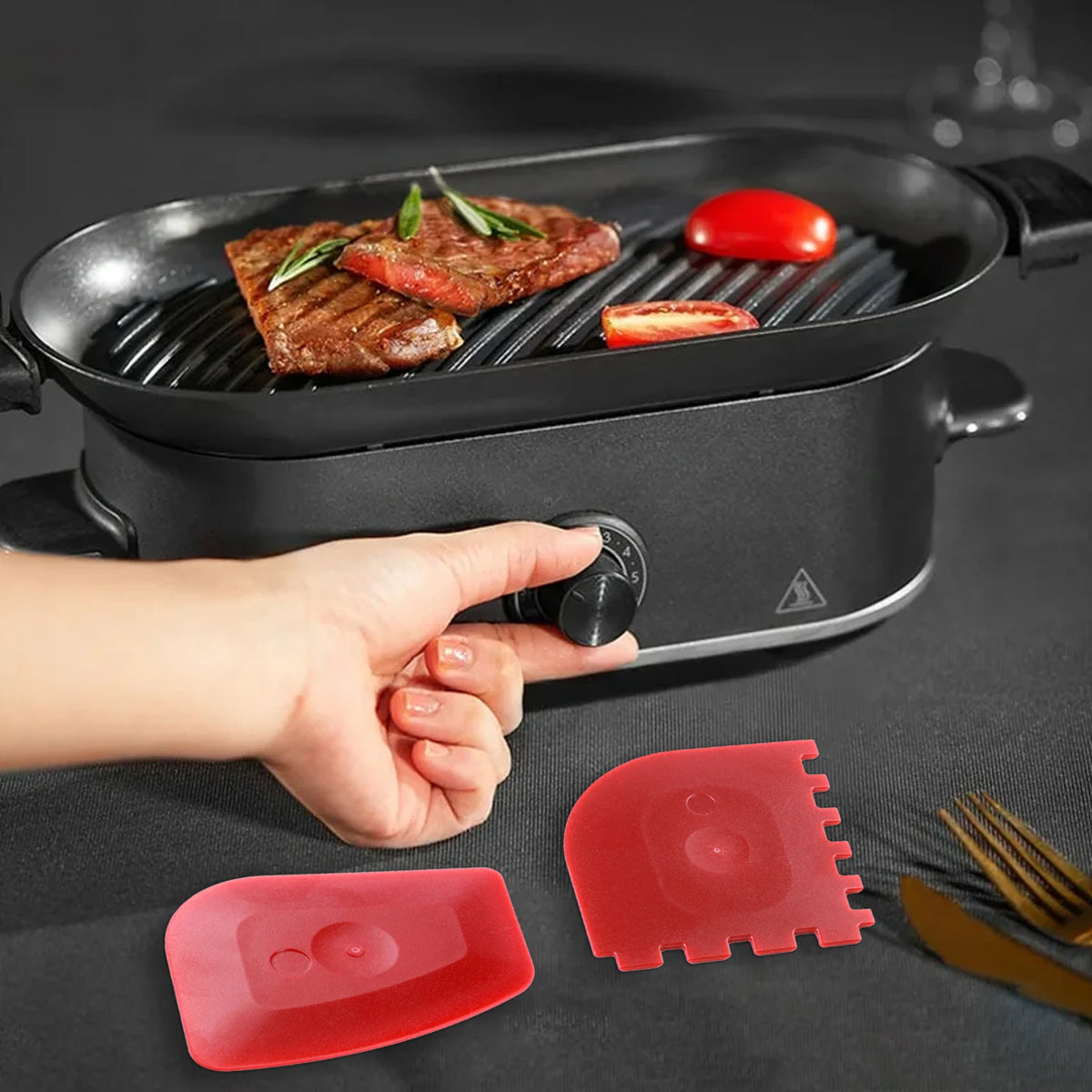 2pcs Grill Pan Scrapers Cast Iron Skillets Frying