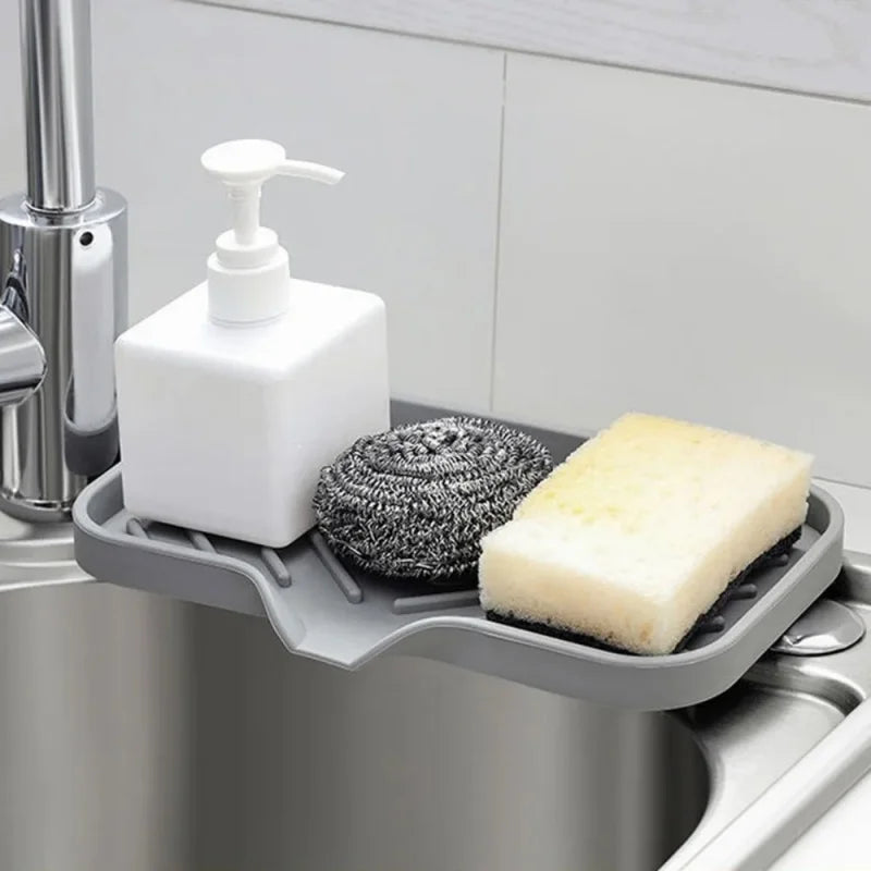 1pcs Sink Silicone Tray Drain Soap Sponge Storage