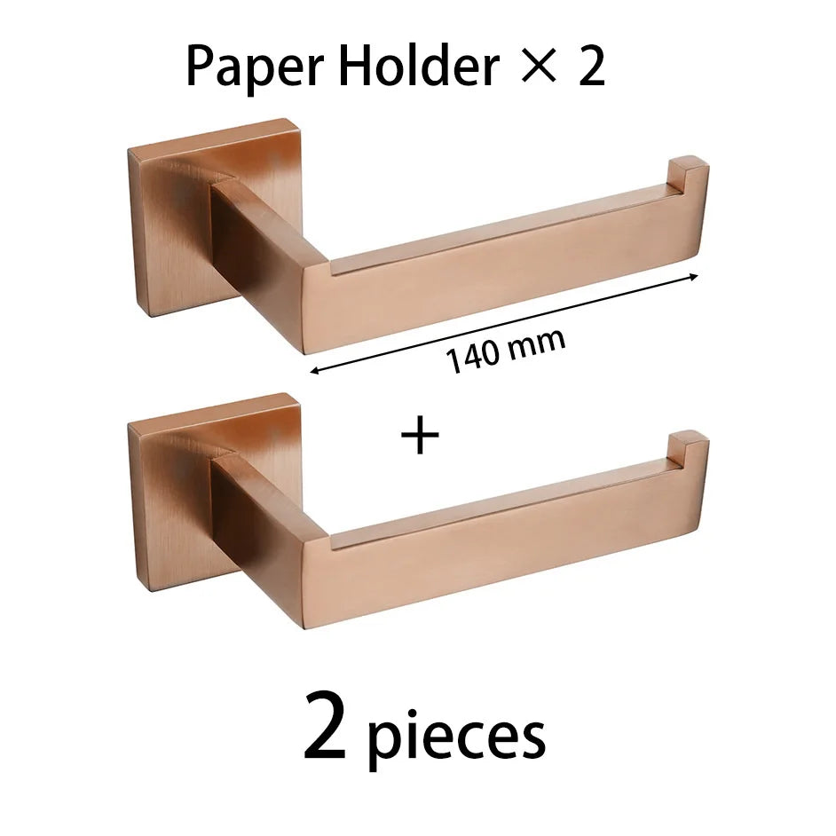 Brushed Rose Gold Bathroom Hardware Square Bath Toilet