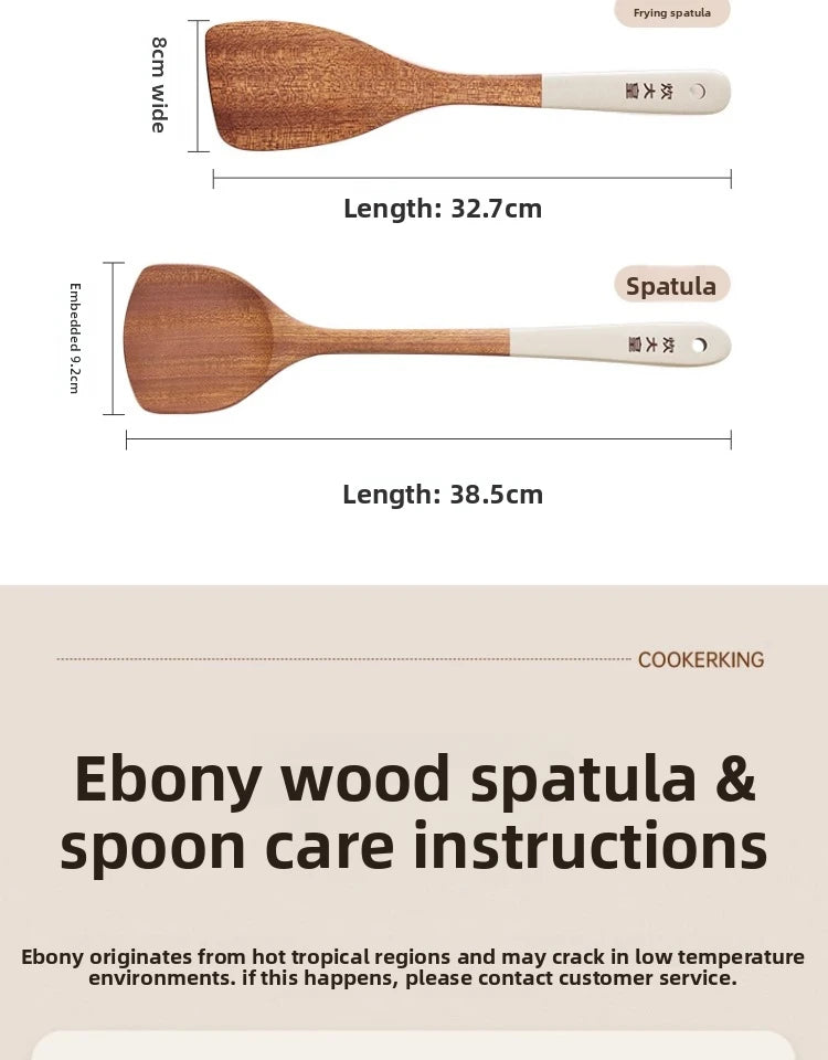 Cooker King Ebony Wood Cooking Utensils Heat Resistant
