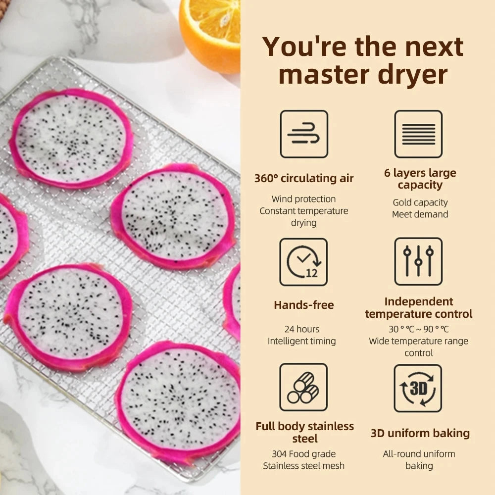 Food Jerky Dehydrator 24hour Timer Lightweight Drying Rack