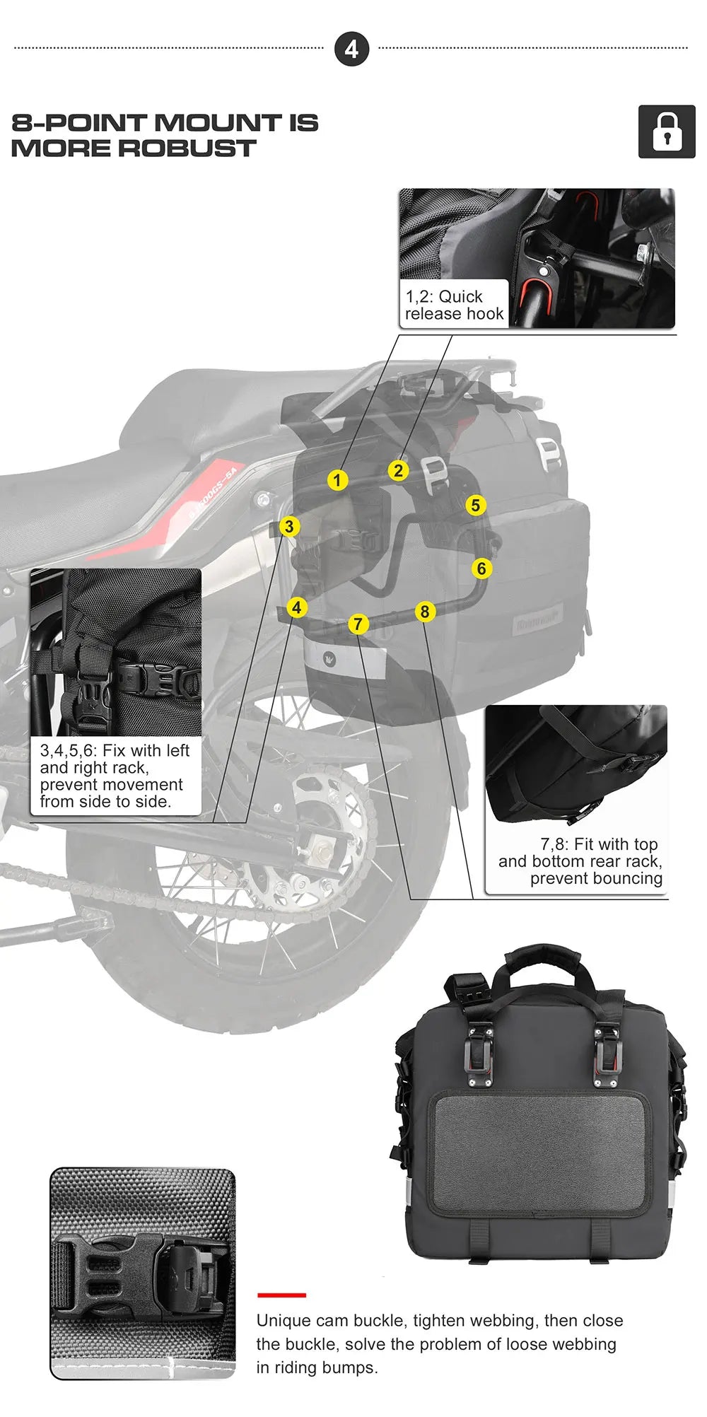 Rhinowalk 2pcs Motorcycle Saddle Bag Motor Bag 3d