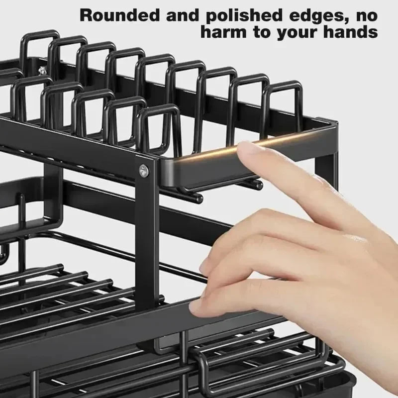 Adjustable Dish Drying Rack Drainboard Organizer Plates Over