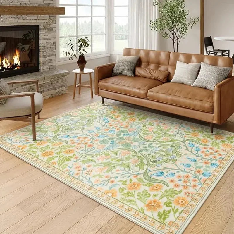 Vikama Vintage Flower Living Room Carpet Soft Easy