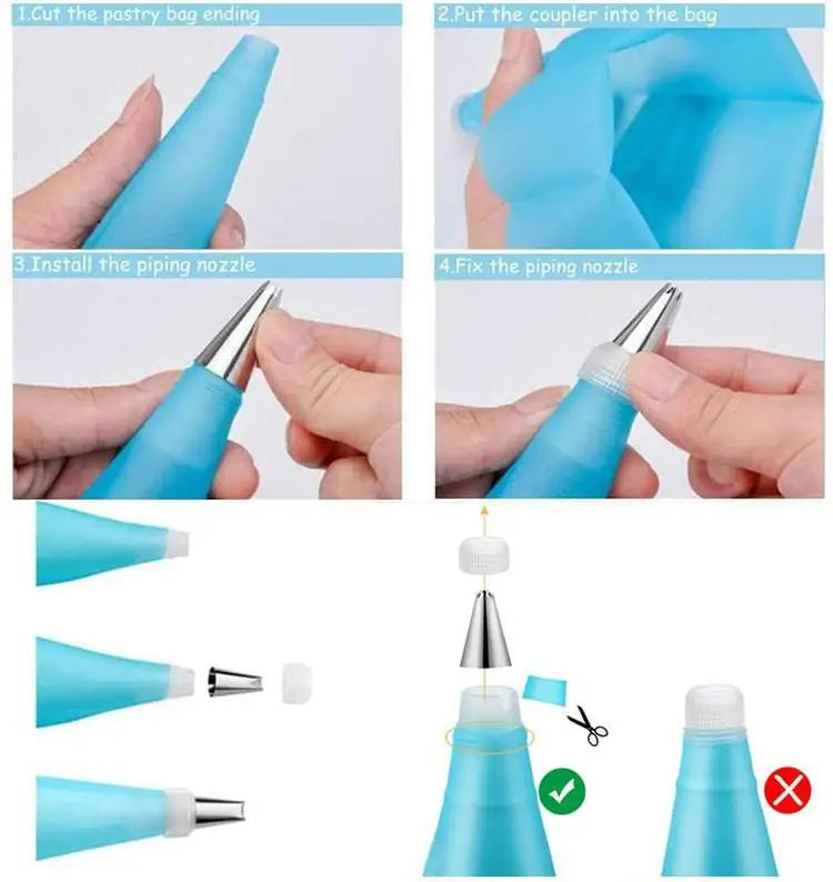 86pc Baking Pastry Bags Numbered Nozzle Piping Tip