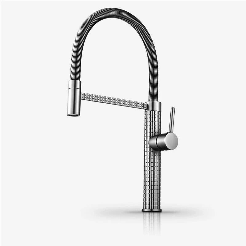 Black Spring Faucet Pull Down Handheld Shower Carved
